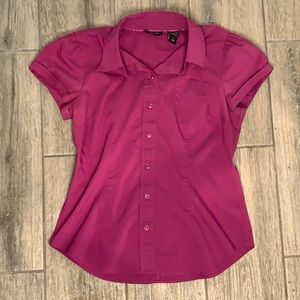 New York & Co. Bottom Down Short Sleeve Fuchsia